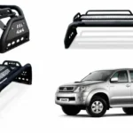 Vista principal de la barra antivuelco para camioneta toyota hilux vigo del 2005 al 2015 con parrilla off road tipo safari