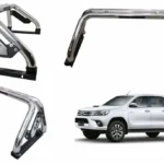 Barra antivuelco para camioneta toyota hilux revolution 2016-2022 imagen de la barra desde tres ángulos