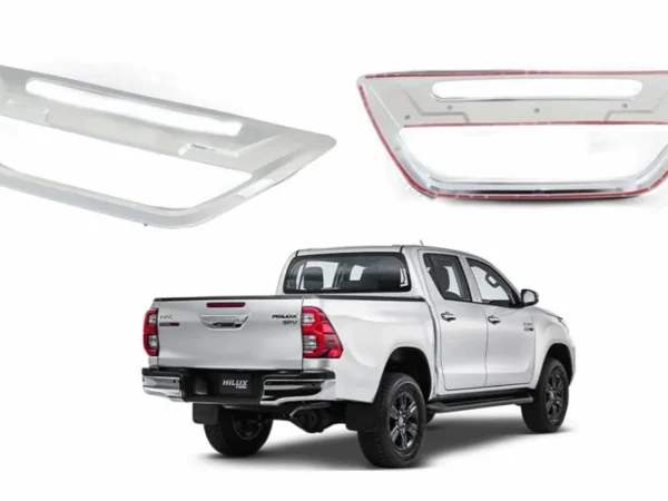 Cubre manilla cromada de portalon trasero para camioneta toyota hilux del 2016 al 2022 con camioneta en la parte inferior