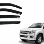 Bota agua para puertas de la camioneta chevrolet dmax en color negro transparente para modelos del 2012 al 2017 producto con camioneta a un costado
