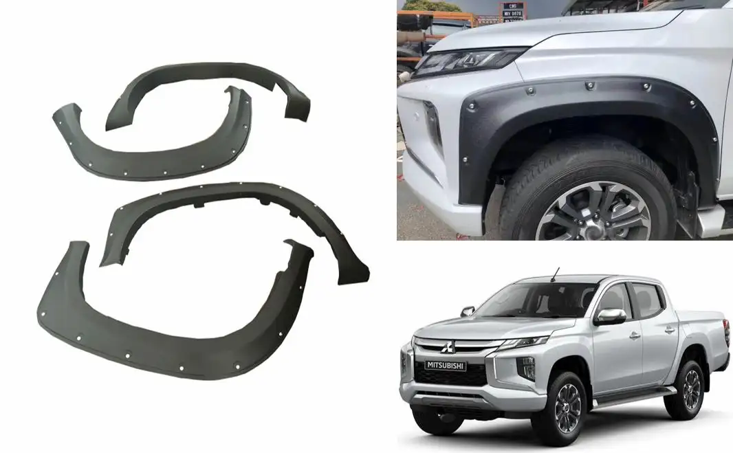 Extensiones fangueras para mitsubishi l200 del 2019 al 2023 imagen de producto y camionetas