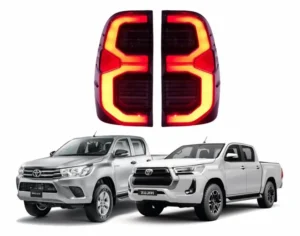 Vista principal de los focos led para camioneta toyota hilux traseros 2016 al 2024