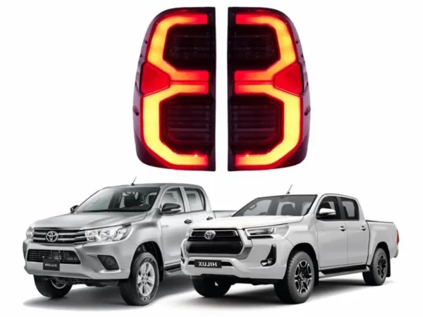 Vista principal de los focos led para camioneta toyota hilux traseros 2016 al 2024