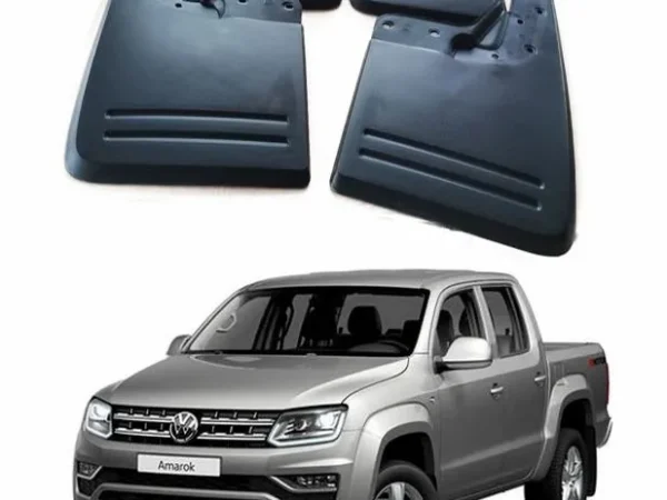 Kit guardafangos para camioneta Amarok de Volkswagen modelos del 2010 al 2020 imagen del producto 2 guardafangos delanteros y 2 guardafangos traseros con camioneta de color gris oscuro