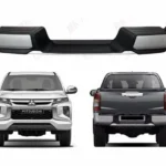 Defensa trasera para camioneta mitsubishi l200 vista frontal y trasera