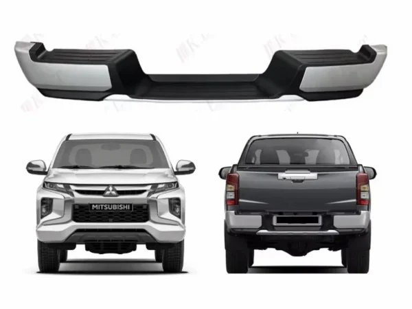 Defensa trasera para camioneta mitsubishi l200 vista frontal y trasera