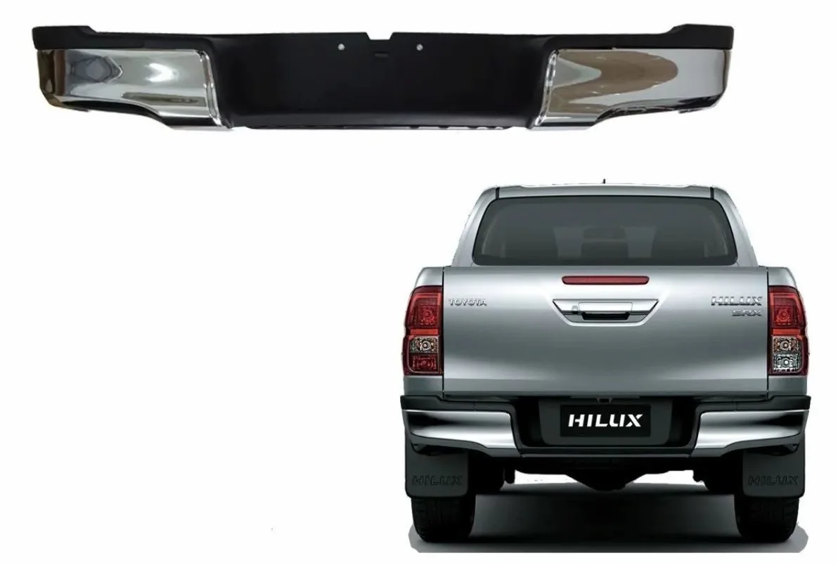 Defensa trasera para camioneta toyota hilux revo 2016-2024 vista general con camioneta