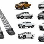 Pisadera universal para camioneta con las diferentes camioneta compatibles y sus marcas a un costado