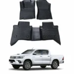 Pisos para lacamioneta toyota hilux calce perfecto del año 2016 al 2024 imagen con una camioneta blanca en la parte inferior
