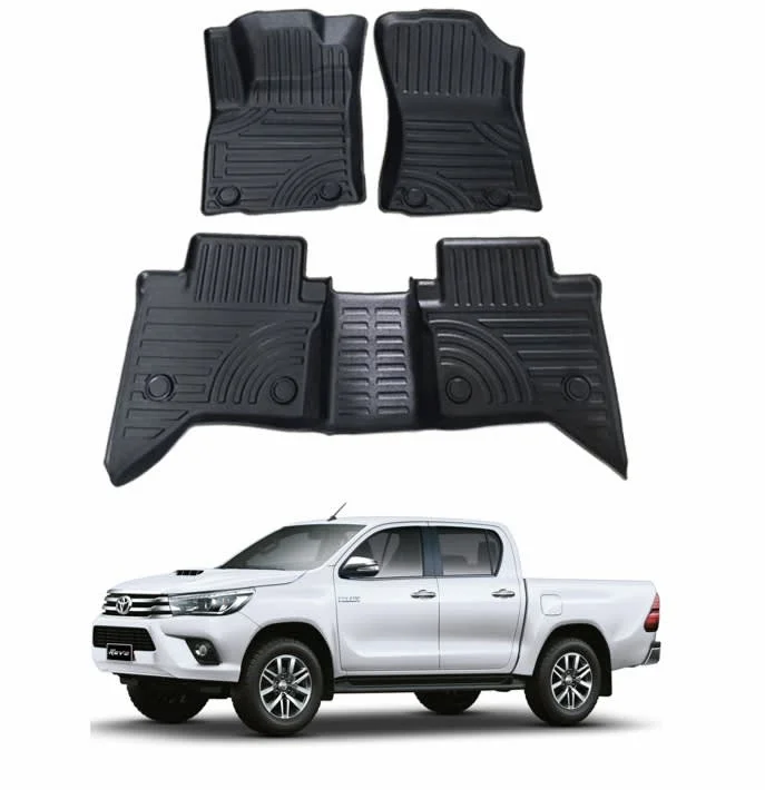 Pisos para lacamioneta toyota hilux calce perfecto del año 2016 al 2024 imagen con una camioneta blanca en la parte inferior