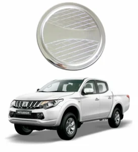 Tapa de estanque cromada para camioneta mitsubishi l200 del 2016 al 2019 con una camioneta real debajo